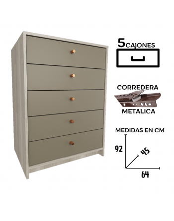 Chifonier 5 cajones 64cm...