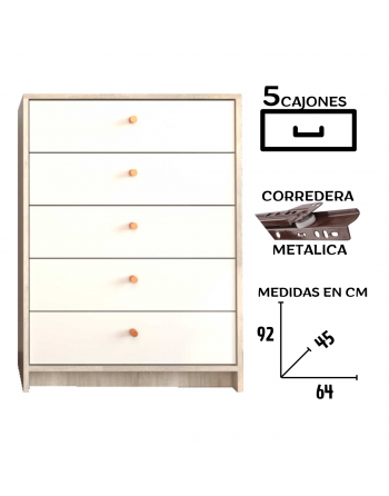 Chifonier 5 cajones 64cm...