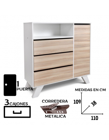 Comoda Vika 3 cajones 1...
