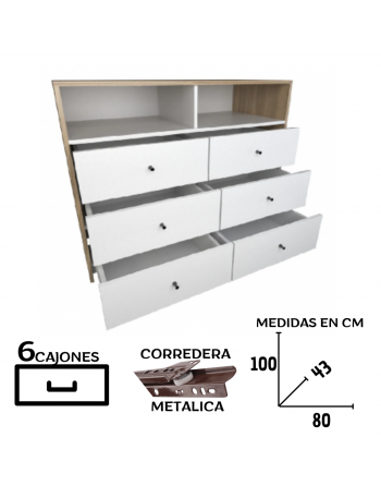 Chifonier 6 cajones 100cm...
