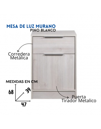 Mesa de Luz Murano 1 cajón...