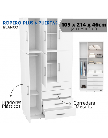 Placard 6 Puertas 4 Cajones...