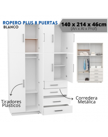 Placard 8 Puertas 4 Cajones...