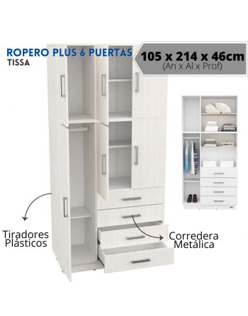 Placard 6 Puertas 4 Cajones...