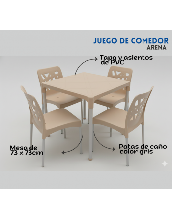 Combo mesa 73x73 + 4 sillas...