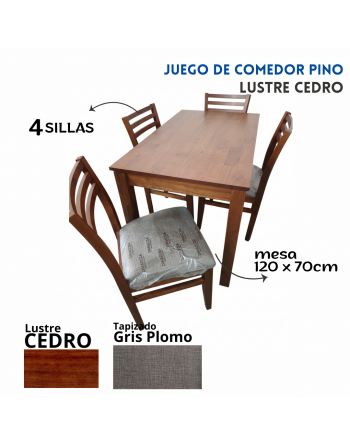 Combo Pino: mesa 120x70 + 4...
