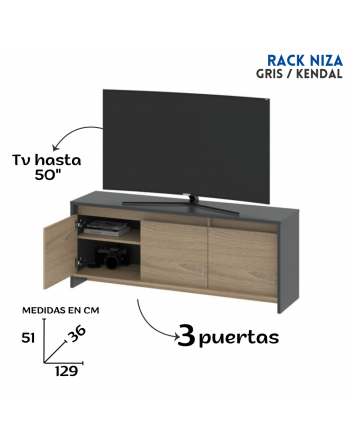 Rack tv Niza 1.30 Gris Kendal