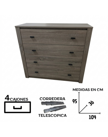 Comoda 4 cajones 104cm...
