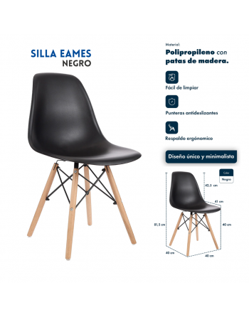 Silla Eames Negra patas de...