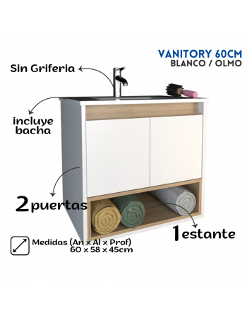 Vanitory 60cm con bacha 1...