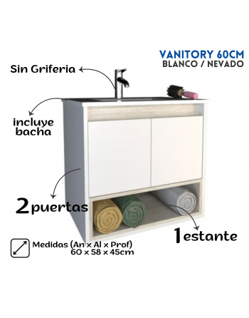 Vanitory 60cm con bacha 1...