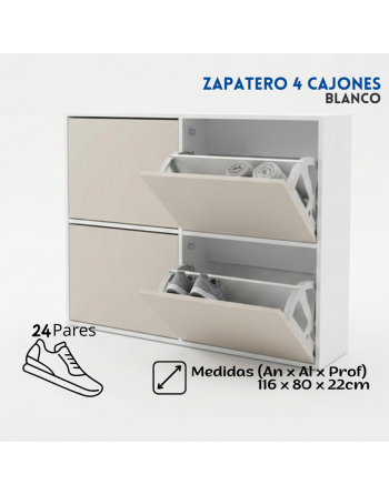 Zapatero 4 cajones 116cm...