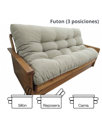Futon 3 cuerpos Cedro +...