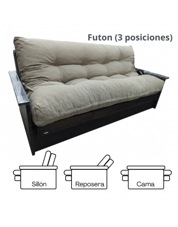 Futon 3 cuerpos Wengue +...