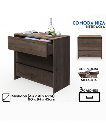 Comoda 3 cajones 90cm...