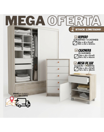 Combo Dormitorio Nevado Blanco