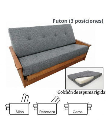 Futon 3 cuerpos Cedro +...